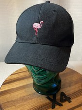 VERY NICE FLAMINGO THEME HAT BLACK/PINK STRAPBACK ADJUSTABLE VGC X4