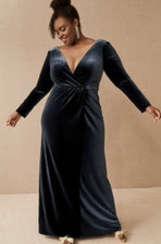 BHLDN Jenny Yoo Ryland Long Sleeve Velvet in French Blue Size 14