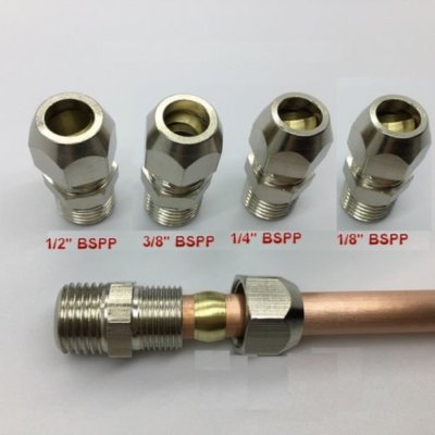 25-Pack 1/4" X 1/4" OD Brass Compression Union Fittings - Lead-Free, Straight Connector