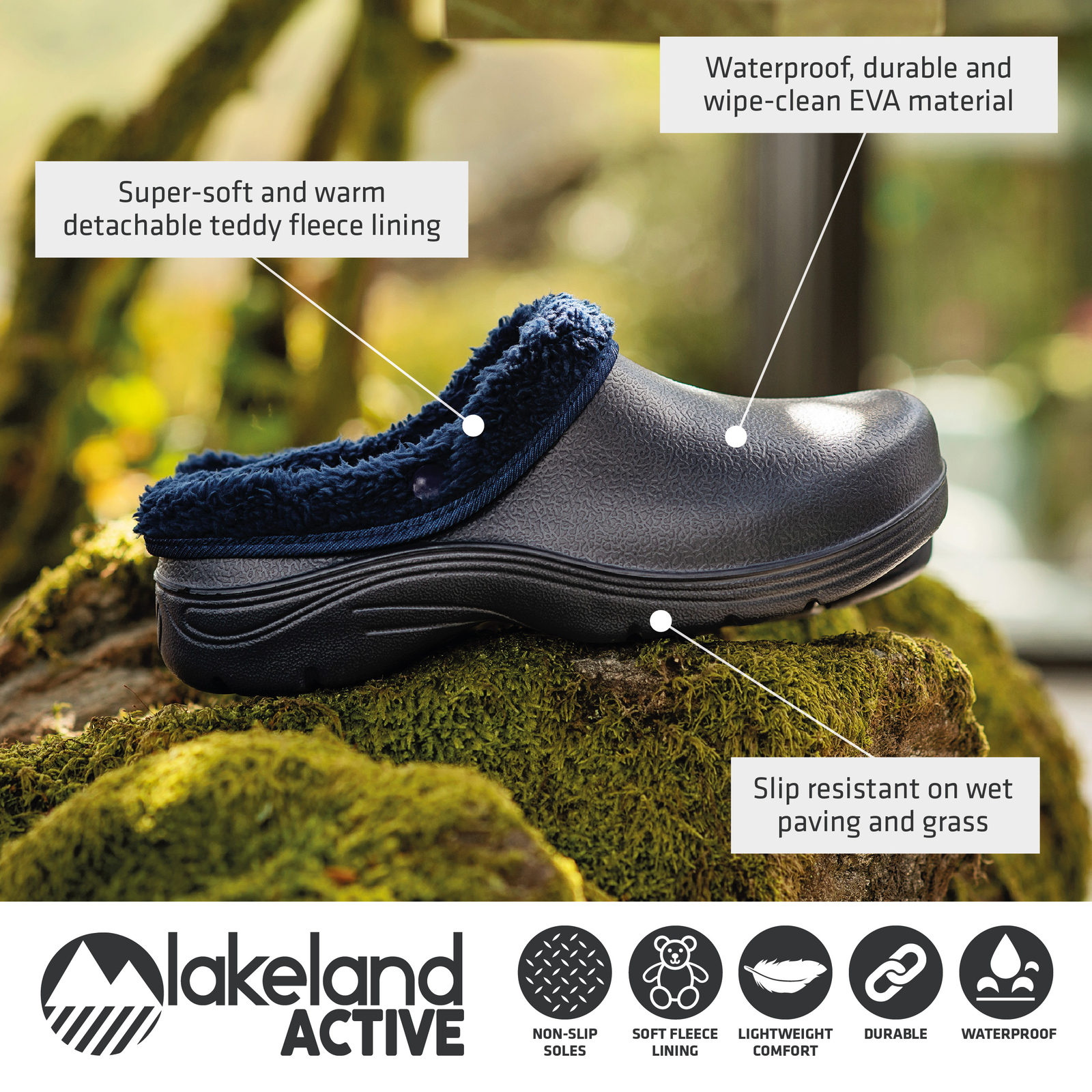 Lakeland Active Women's Lorton Thermal Fleece Lined Garden Clogs Warm