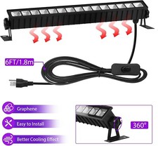 Upgraded 36W LED Black Light Bar, Premium Flood Light with Plug Switch 5ft Cord