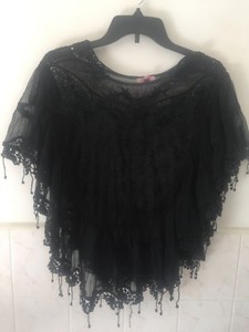 black sheer poncho top