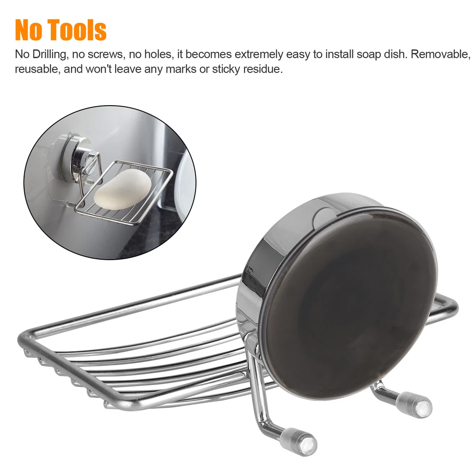 Jabonera de succión de acero inoxidable montada en la pared soporte barra baño cesta de ducha Foto 4 de 4
