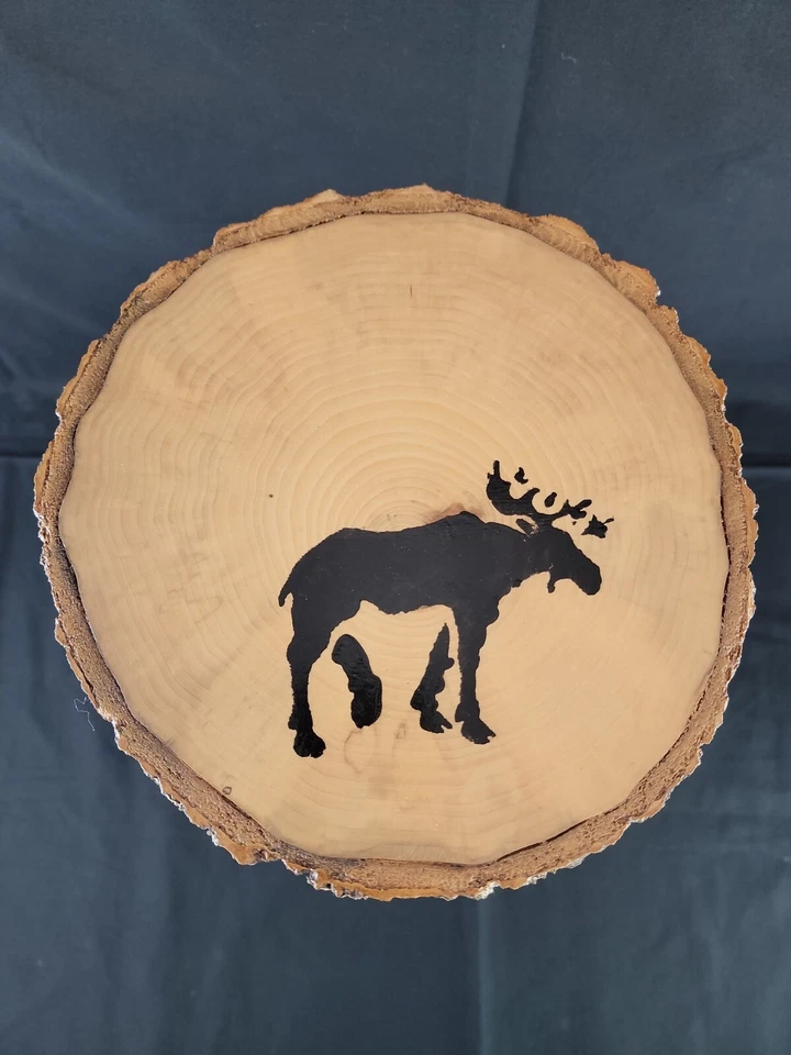 Handmade Real Birch Wood 3 Legged Stool Cabin Furniture Moose 19"H - Image 3 of 4