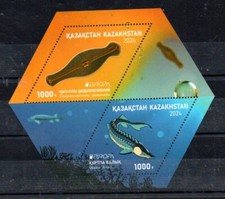 TIMBRES - KAZAKHSTAN - B/F - EUROPA - 2024 - FAUNE ET FLORE SOUS-MARINE -