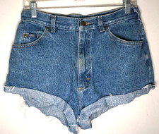 Vintage Lee Rider Cut Off Short Shorts Womens Size 29 Blue Faded 90s USA