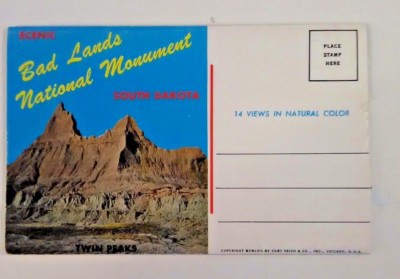 Vintage Bad Land's Monument South Dakota Twin Peaks Souvenir Postcard Travel Fun