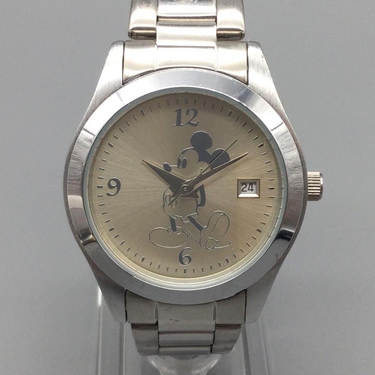 Disney Mickey Mouse Womens Watch 36mm Stainless Date Bracelet New