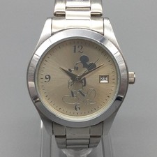 Disney Mickey Mouse Womens Watch 36mm Stainless Date Bracelet New Battery 7.5"
