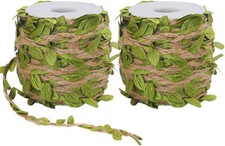 Tenn Well Burlap Leaf Ribbon, 132Feet 5mm Jute Twine Vine 2PC/132FT, Green