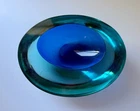 Murano teal and blue asymmetrical geode attributed to da Ros/Cenedese. Large