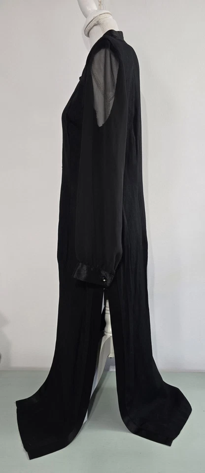 Vintage Gothic R&M Richards Karen Kwong Women’s Black Jacket Duster Dress Sz 12 - Image 3 of 4