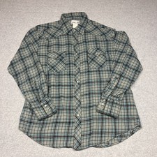 Wrangler Shirt Mens XL Blue Green Pearl Snap Western Cowboy Long Sleeve Plaid