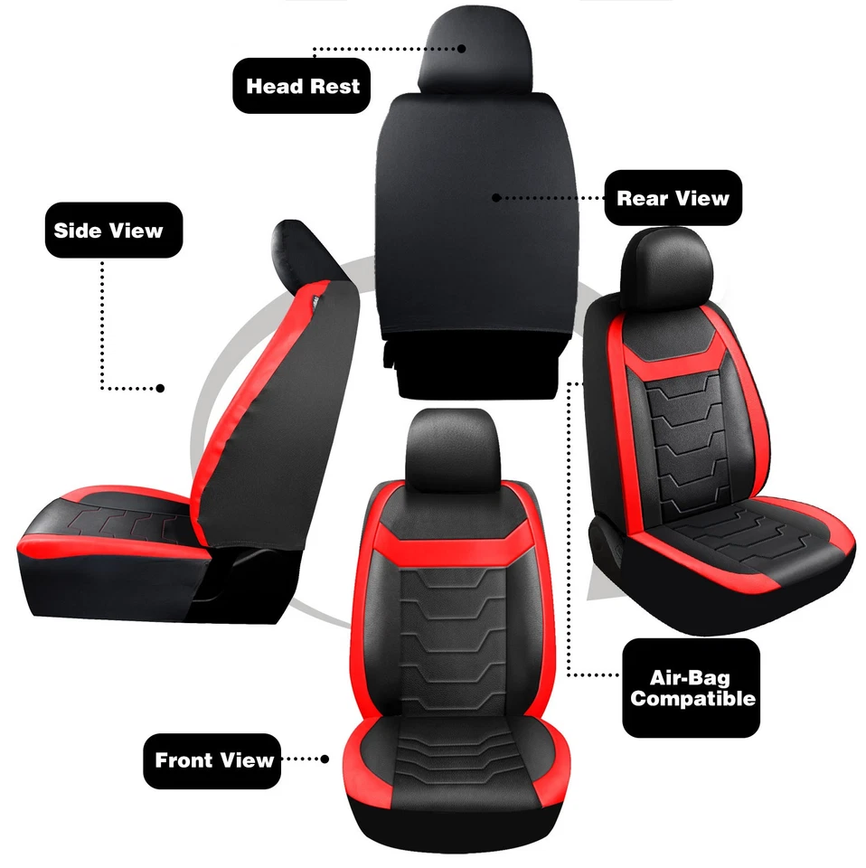 For Toyota Corolla PU Leather Car 5 Seat Covers Full Set Front Rear Cushion Pad Foto 4 de 4
