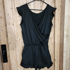 Womens swimsuit Black Surplice V-Neck Romper ...