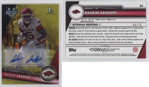 2023 Bowman U Chrome Prospect Yellow Refractor /75 Raheim Sanders #24 Auto