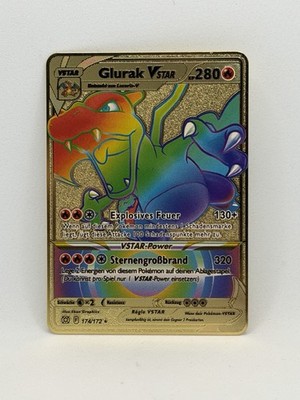 Pokemon Karte Glurak VStar Metallkarte Geschenk Kind Kindergeschenk Geburtstag
