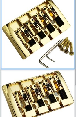 Guyker Bass Guitar Bridge, 4 String Fixed Bridges String Space 19 mm Gold(GB404)