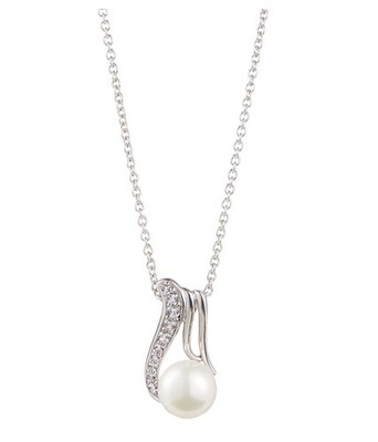 925 Sterling Silber Damen Anhänger Doting Dews - Süßwasserperle & Weißtopas