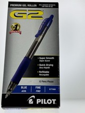 Pilot G2 FINE Point 0.7mm BLUE INK GEL ROLLER Pens 12 PACK USA SHIPPING ONLY