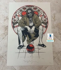 JEFF BRIDGES SIGNED POSTER THE BIG LEBOWSKI TYLER STOUT PRINT SIGNED BAS COA