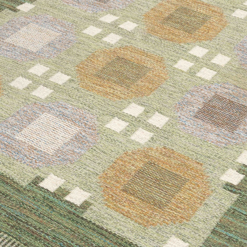 Green Flat weave Scandinavian Swedish Kilim Rug for Living Room Area Rug Bedroom - Image 4 of 4
