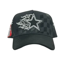 CAP FANS STAR FLAMES BLACK SNAPBACK HAT CFSTARFLAMES BLK