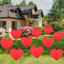 Valentine's Day Heart-Shaped Yard Signs - 10 Pack Outdoor Decorations with Stake