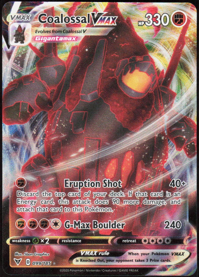 Coalossal VMAX 099/185 Holofoil Ultra Rare SWSH04: Vivid Voltage NM Pokemon