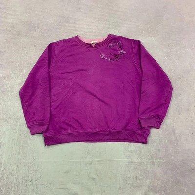 Vintage Sweatshirt bestickt Vogel gemustert Pullover mit Doppelkragen Damen