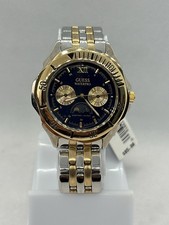 Vtg Guess Waterpro Men's Moonphase Watch Two Tone Blue Dial New Deadstock Works