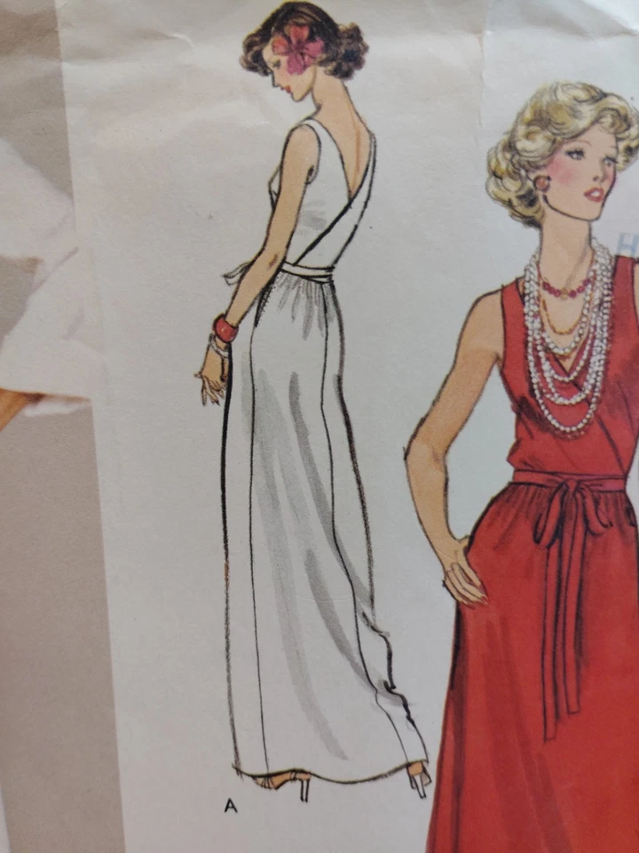 Dress Jacket 10 Vogue 1322 Sewing Pattern VTG Christian Dior Evening Gown V Neck - Image 4 of 4