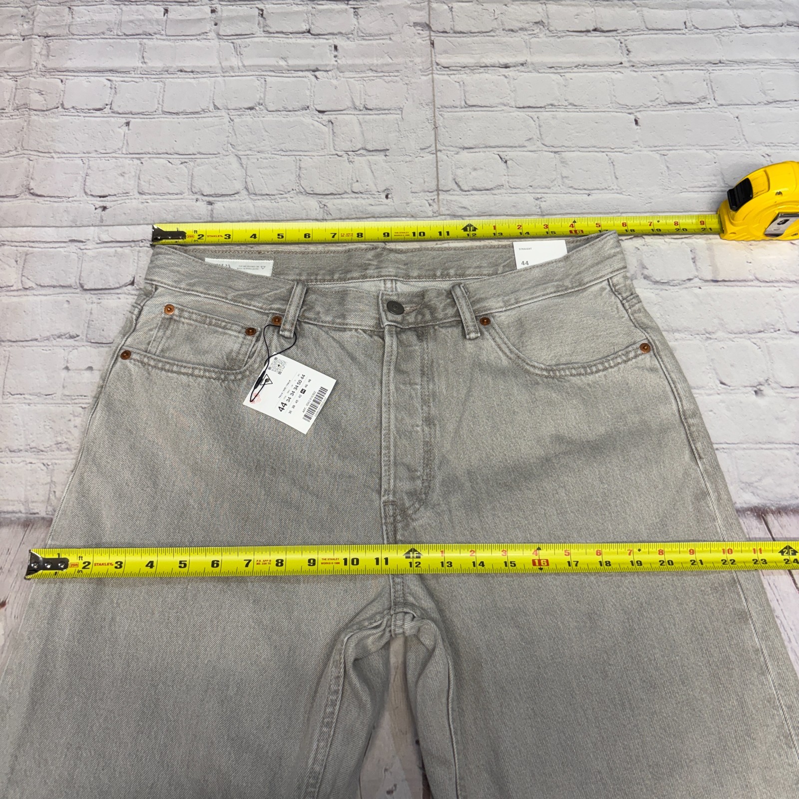 NWT Zara Men’s Gray Straight Leg Jeans Size 34 - 100% Cotton image 2