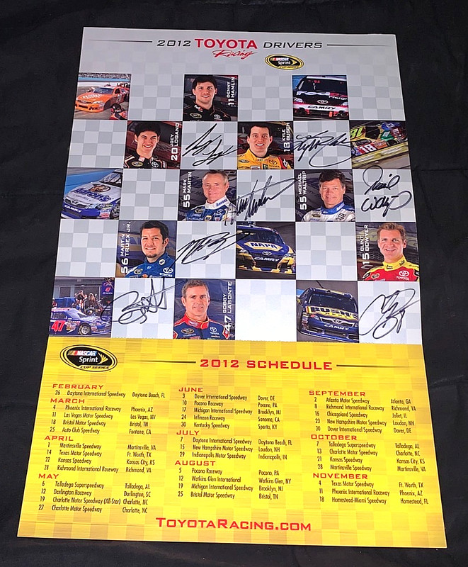 2012 TOYOTA RACING DRIVERS AUTIGRAPHED KYLE BUSCH PLUS 6 DRIVERS 17"X11" POSTER!