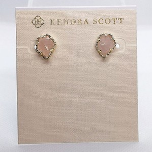 Authentic Kendra Scott Tessa Gold Plated Stud Earrings In Rose Quartz