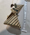 Vintage Japan MCM Paper Cone Wood Head Pixie Elf w/ Harp Christmas Ornament... — photo 5