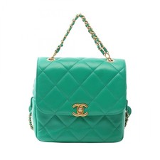 Chanel Matelasse Lambskin Backpack Women Green One Size