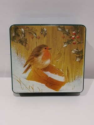 Vintage Red Robin Square Dose 23 cm Weihnachten
