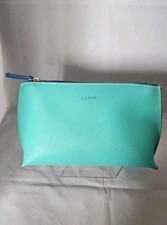 La Mer Faux Leather Cosmetic Makeup Zipper Bag  Light Green New