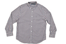 Nautica Men's Size L Long Sleeve Button Down Shirt Red White Blue Plaid 100 Cot
