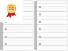 Ireer 6 Hole Mini Lined Paper Refill 200 Sheets Blank Style, White 