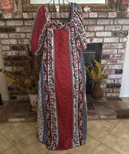 Vintage Smocked Floral Cottage Boho Chic Puff Sleeve Maxi Dress Sz Large