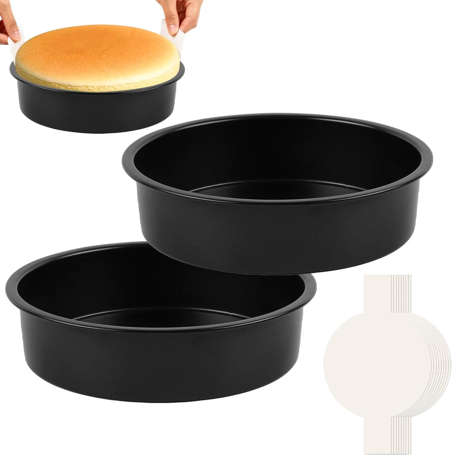 10 Inch Cake Pan Set of 2 - Nonstick Carbon Steel round Cake Baking Pans with Pa