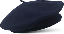 French Wool Beret Hat 70 Wool Stretch One Size Solid Color Foldable Cap
