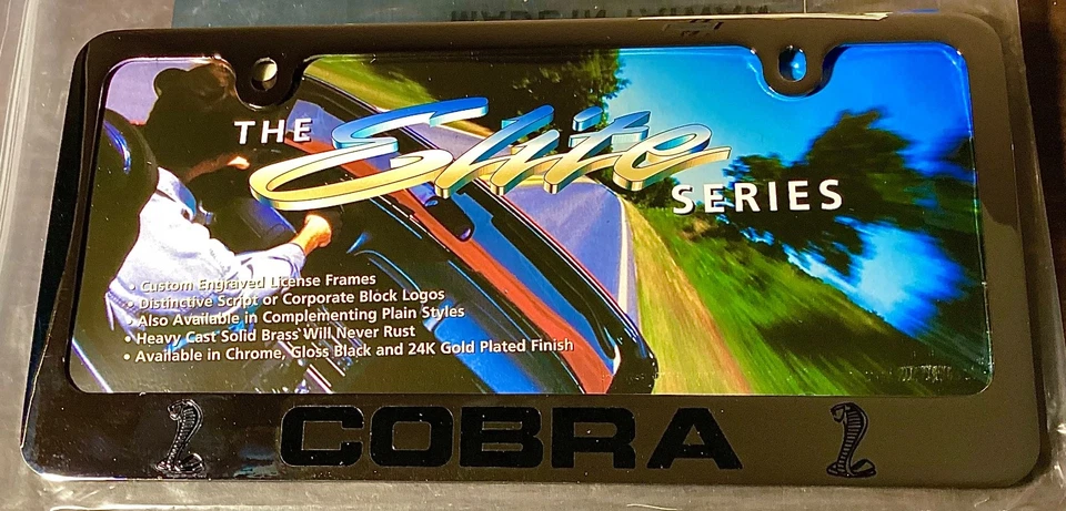 Marco de matrícula cromado doble logotipo Ford Mustang Cobra licencia oficial envío gratuito Foto 2 de 4