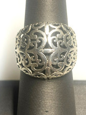925 STERLING SILVER WIDE PIECED LACY DOME BAND RING SIZE 6