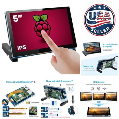 800x480 5-Inch Touchscreen Display for Raspberry Pi - Easy Setup, Glossy Finish