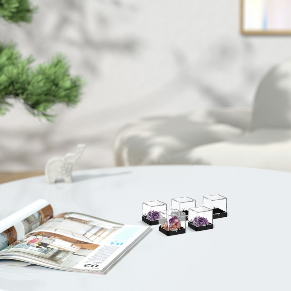 3 Pieces Specimen Display Case Transparent Mini Box Stone Collection ...