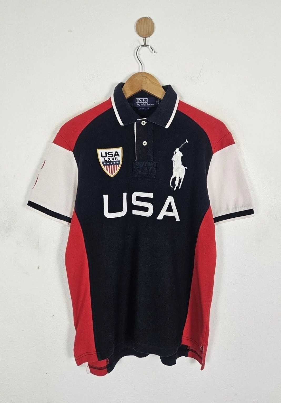 Vintage Polo Ralph Lauren tricolor USA RL Chief Keef shirt