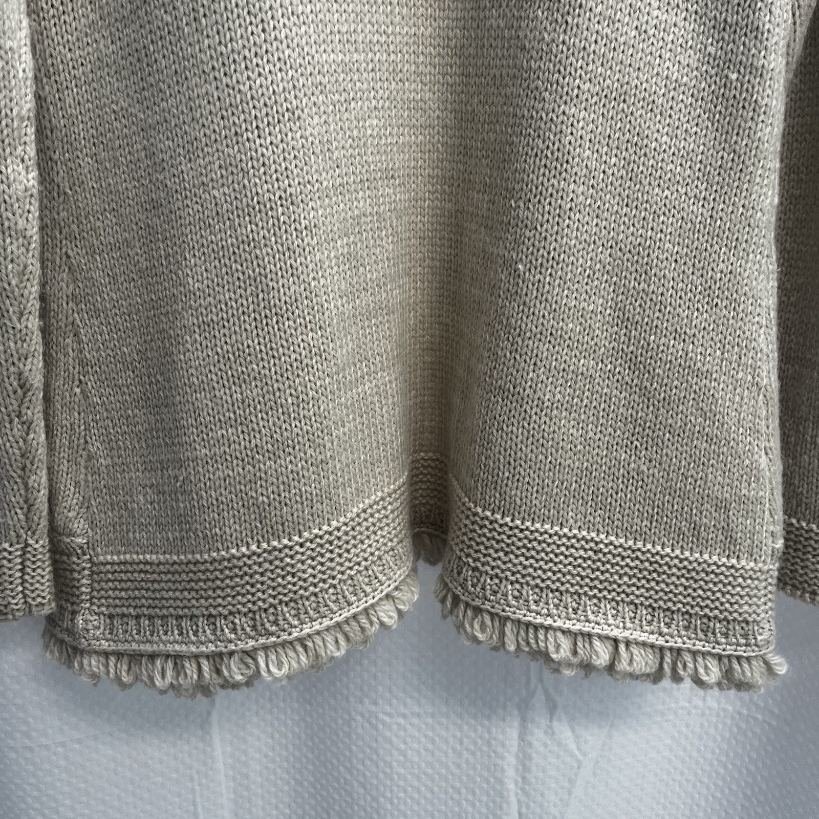 Chicos Beige Wool Blend Cable Fringe Penny Lane O… - image 8